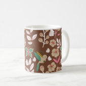 Mug Floral seamless pattern flowers, leaves, butterfly (Devant droit)