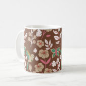 Mug Floral seamless pattern flowers, leaves, butterfly (Devant gauche)