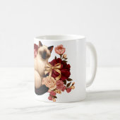 Mug Floral Serenity: Curled Siamese Cat in Bloom (Devant droit)