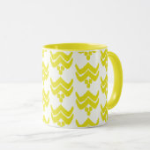 Mug Floral stylisé Ikat - moutarde jaune et blanc (Devant droit)
