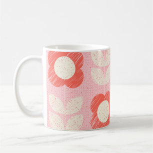 Mug Floral Stylisé Rétro Scandinave sans joint