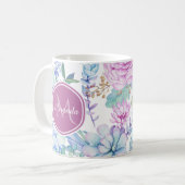 Mug Floral succulent pourpre et bleu élégant avec le (Devant gauche)