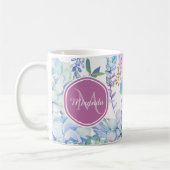 Mug Floral succulent pourpre et bleu élégant avec le (Gauche)