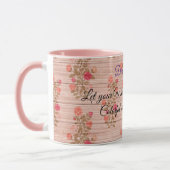 Mug Floral sur bois Personnaliser populaire Texte (Gauche)