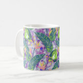 Mug Floral tropical, Botanique, lilas, vert, rose, fl (Devant gauche)