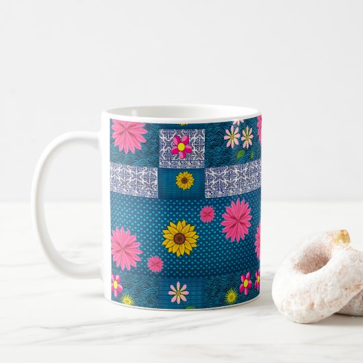 Mug Floral Vintage pour Café (Avec donut)