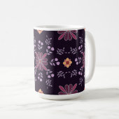 Mug floral violet blanc et jaune (Devant droit)