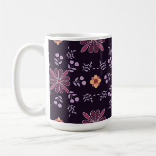 Mug floral violet blanc et jaune