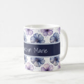 Mug Floral Watercolor Pattern Lavender and Blue (Devant droit)