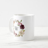 Mug Floral Watercolor Wreath Monogram (Devant gauche)