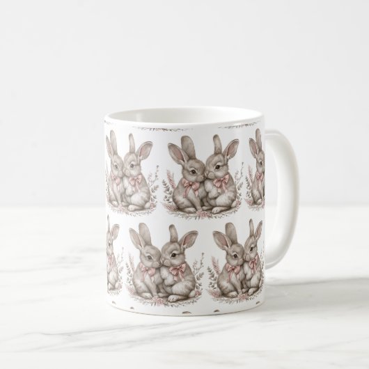 Mug Floral Whisker Wonderland : Bunny Sips 🌸 🐰 (Devant droit)