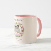 Mug Floral Wreath & Family Photo Personalized Easter  (Devant droit)