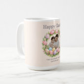 Mug Floral Wreath & Family Photo Personalized Easter (Devant gauche)