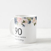 Mug Florale d'or flush de Navy personnalisées 90e anni (Devant gauche)