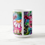 Mug Florale Fantaisiste Vache Rose Sarcelle Noir Perso (Centre)