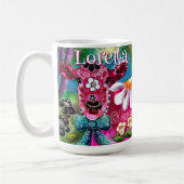 Mug Florale Fantaisiste Vache Rose Sarcelle Noir Perso (Gauche)
