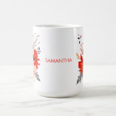 Mug Florals Foliage Nom de la crème rouge (Centre)