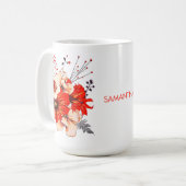 Mug Florals Foliage Nom de la crème rouge (Devant gauche)