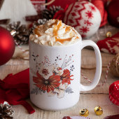 Mug Florals Foliage Nom de la crème rouge