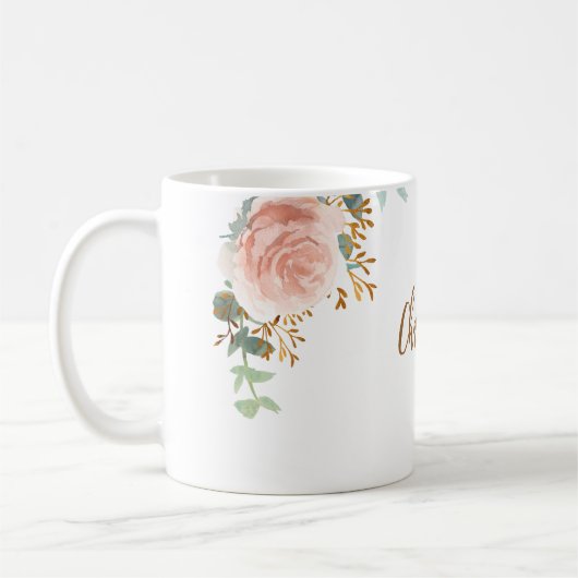 Mug Florals or rose vert nom or (Gauche)