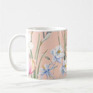 Mug Floraux d'aquarelle de printemps, papier peint rét