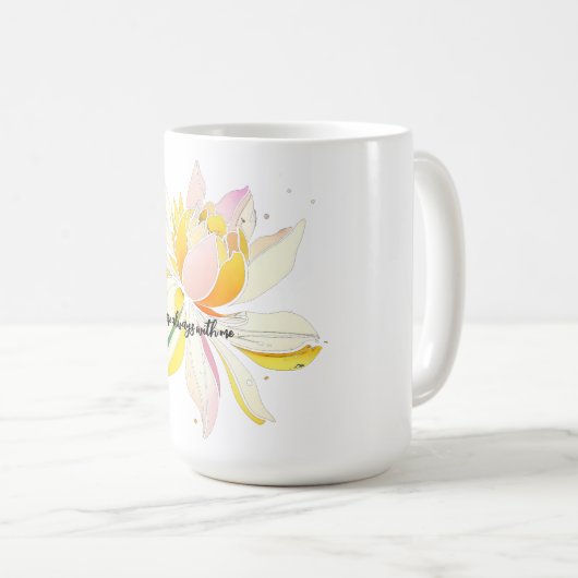 Mug floraux jaune pastel (Devant droit)