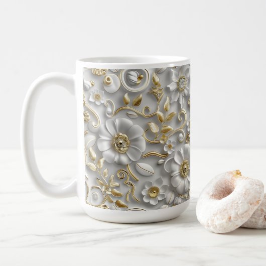 Mug Flore 3D décorative en or blanc (Avec donut)