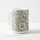 Mug Flore 3D décorative en or blanc (Devant gauche)
