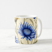 Mug Flore bleu et jaune élégant (Devant droit)