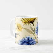 Mug Flore bleu et jaune élégant (Devant gauche)