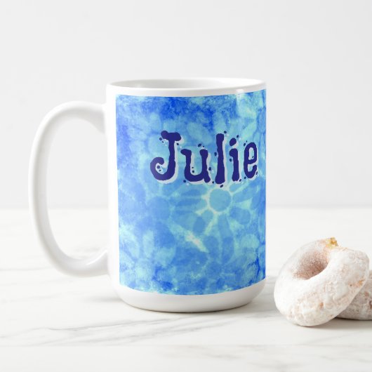 Mug Flore Bleu Varié Fleur Personnalisé (Avec donut)