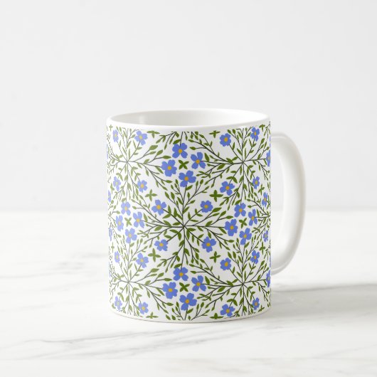 Mug Flore Bleue Ditsy Motif Floral (Devant droit)