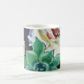 Mug Flore d'aquarelle foncée avec monogramme (Centre)