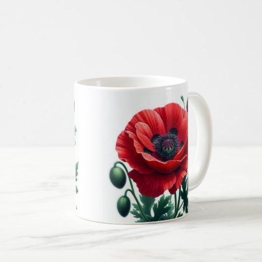 Mug Flore de pavot rouge (Devant droit)