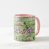 Mug Flore doux avec votre nom (Devant droit)