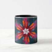 Mug Flore Mandala Flowers Orange Red Blue Abstract (Centre)