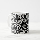 Mug Flore noir blanc & Fleurs Fleurs Fleurs Fleurs Fle (Devant gauche)
