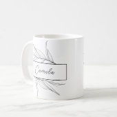 Mug Flore noire personnalisée minimaliste (Devant gauche)