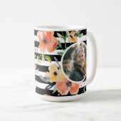 Mug Flore printanière | Bande noire | Photo de la Fête (Devant droit)