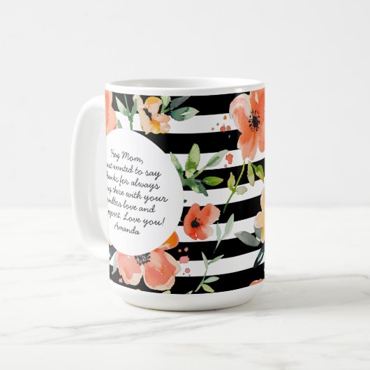 Mug Flore printanière | Bande noire | Photo de la Fête (Devant gauche)