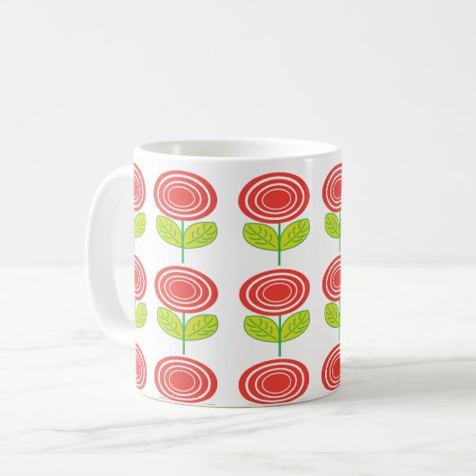 Mug Flore rouge géométrique (Devant gauche)