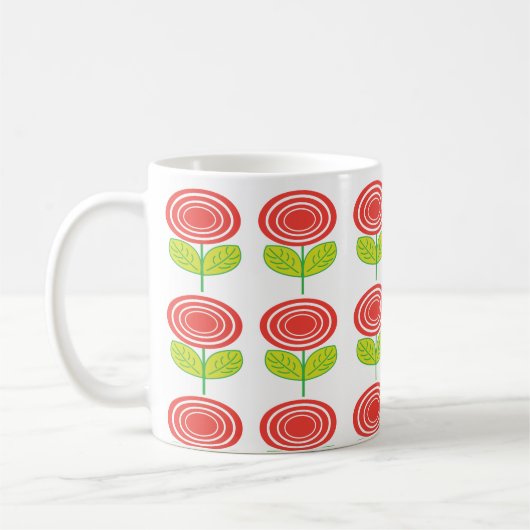 Mug Flore rouge géométrique (Gauche)