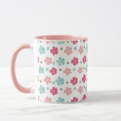 Mug Flore simple et ditsy en rose et Turquoise (Gauche)