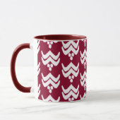 Mug Flore stylisée Ikat - Boue bordeaux et blanche (Gauche)