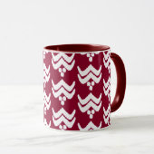 Mug Flore stylisée Ikat - Boue bordeaux et blanche (Devant droit)