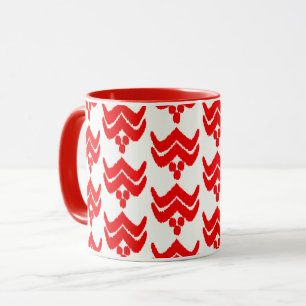 Mug Flore stylisée Ikat - Musique rouge et blanche