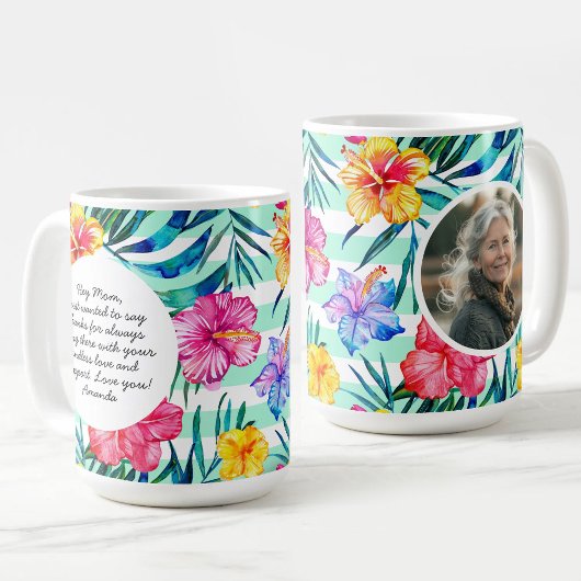 Mug Flore tropicale | Aqua Stripe | Photo de la Fête d