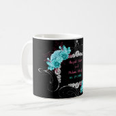 Mug Flore Turquoise et Mauve Elegant Rhinestone (Devant gauche)