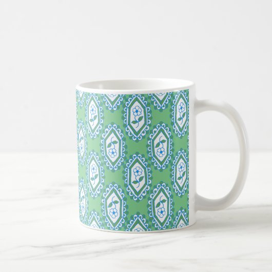 Mug Flore Vintage chic bleu sur vert (Droite)