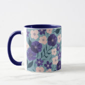 Mug Flore violette et rose sur un Arrière - plan Turqu (Gauche)